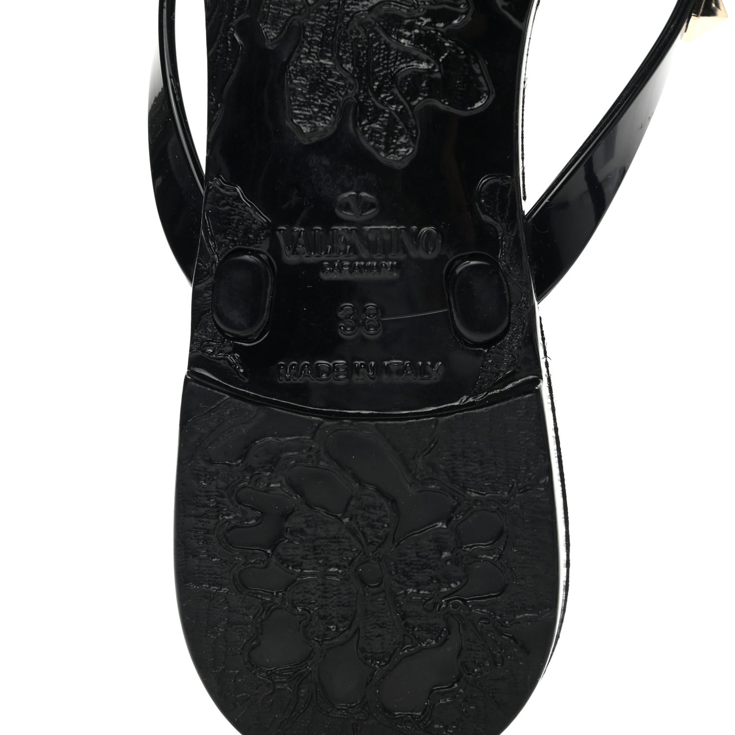 PVC Jelly Rockstud Bow Thong Sandals 38 Black