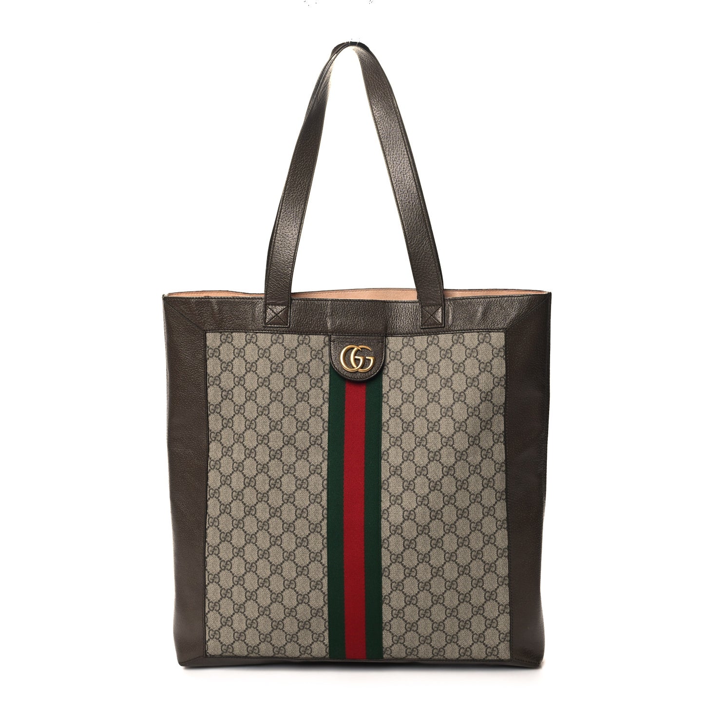 GG Supreme Monogram Web Large Ophidia Vertical Shopping Tote Brown
