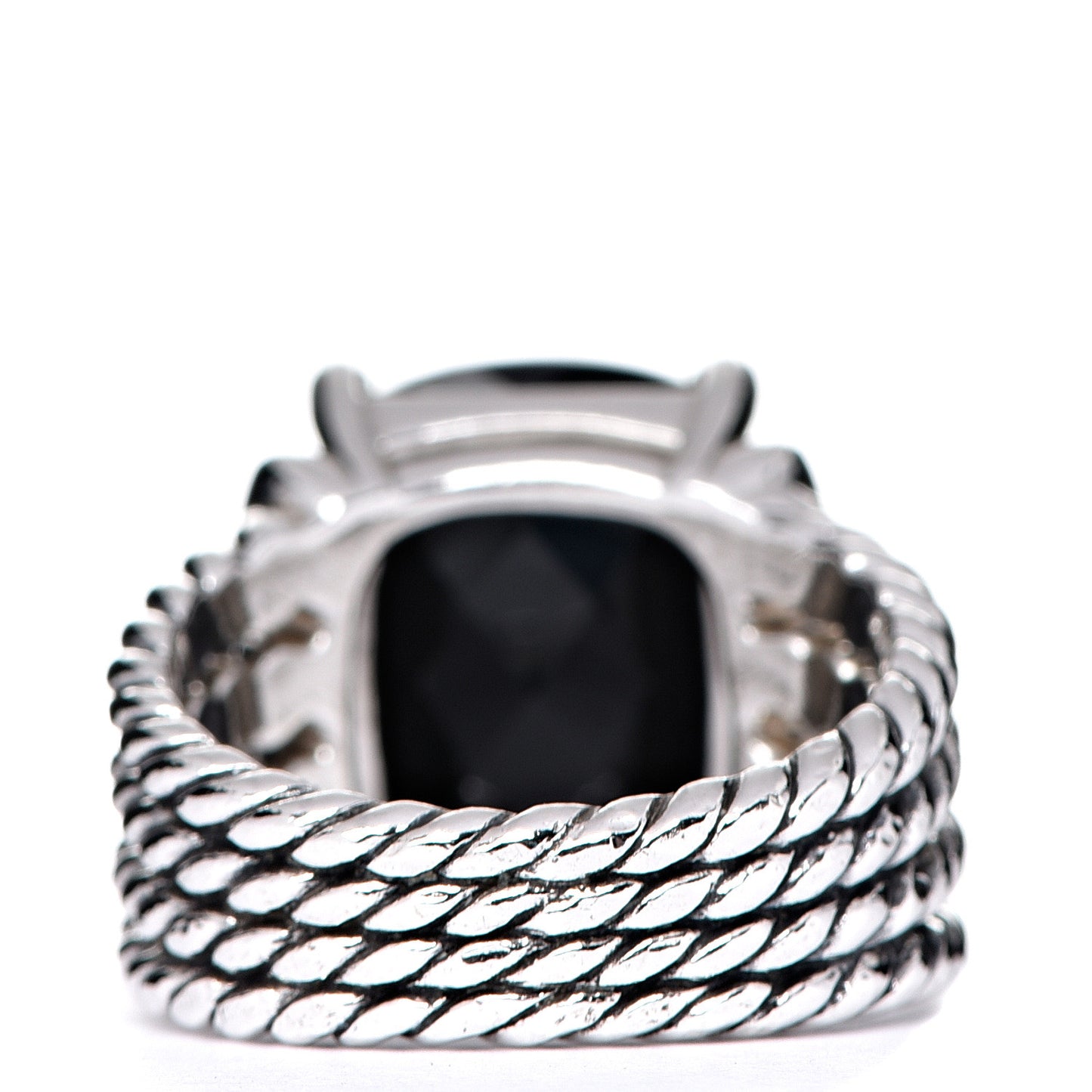 Sterling Silver Diamond Black Onyx 16mm Wheaton Ring 54 6.75