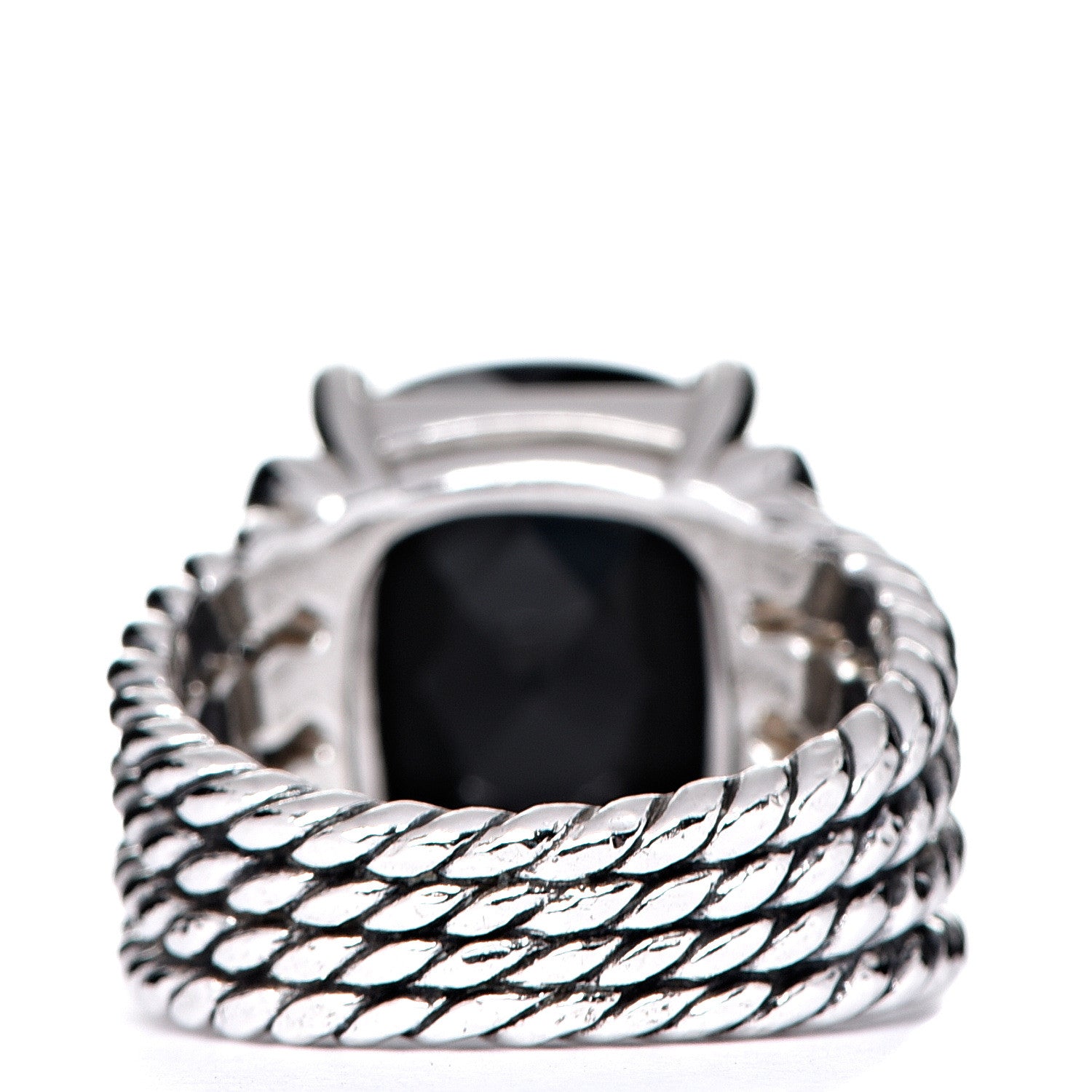 David Yurman Sterling Silver Diamond Black Onyx 16mm Wheaton Ring 54 6.75 3 of 4
