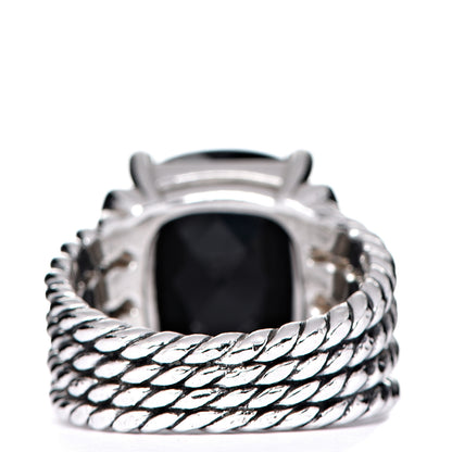 David Yurman Sterling Silver Diamond Black Onyx 16mm Wheaton Ring 54 6.75 3 of 4