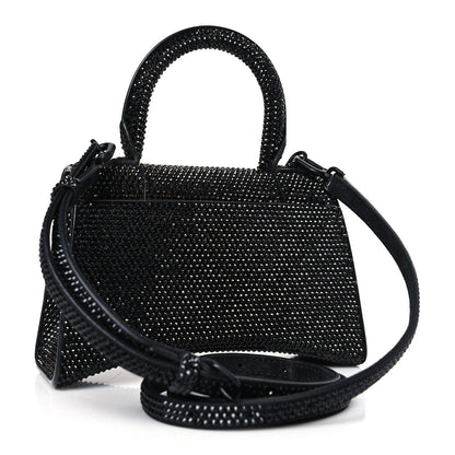 Balenciaga Strass Suede Hourglass Top Handle Bag XS Black 3 of 9
