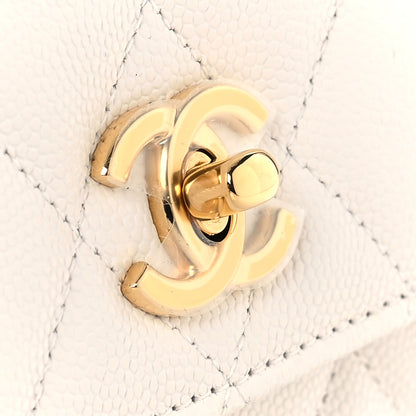 Chanel Shiny Caviar Quilted Flap Charm Wallet On Chain WOC White 12 of 13