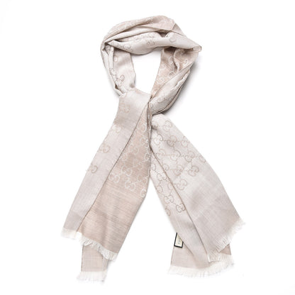 Gucci Wool Silk GG Monogram GGNat Scarf Sand 1 of 6