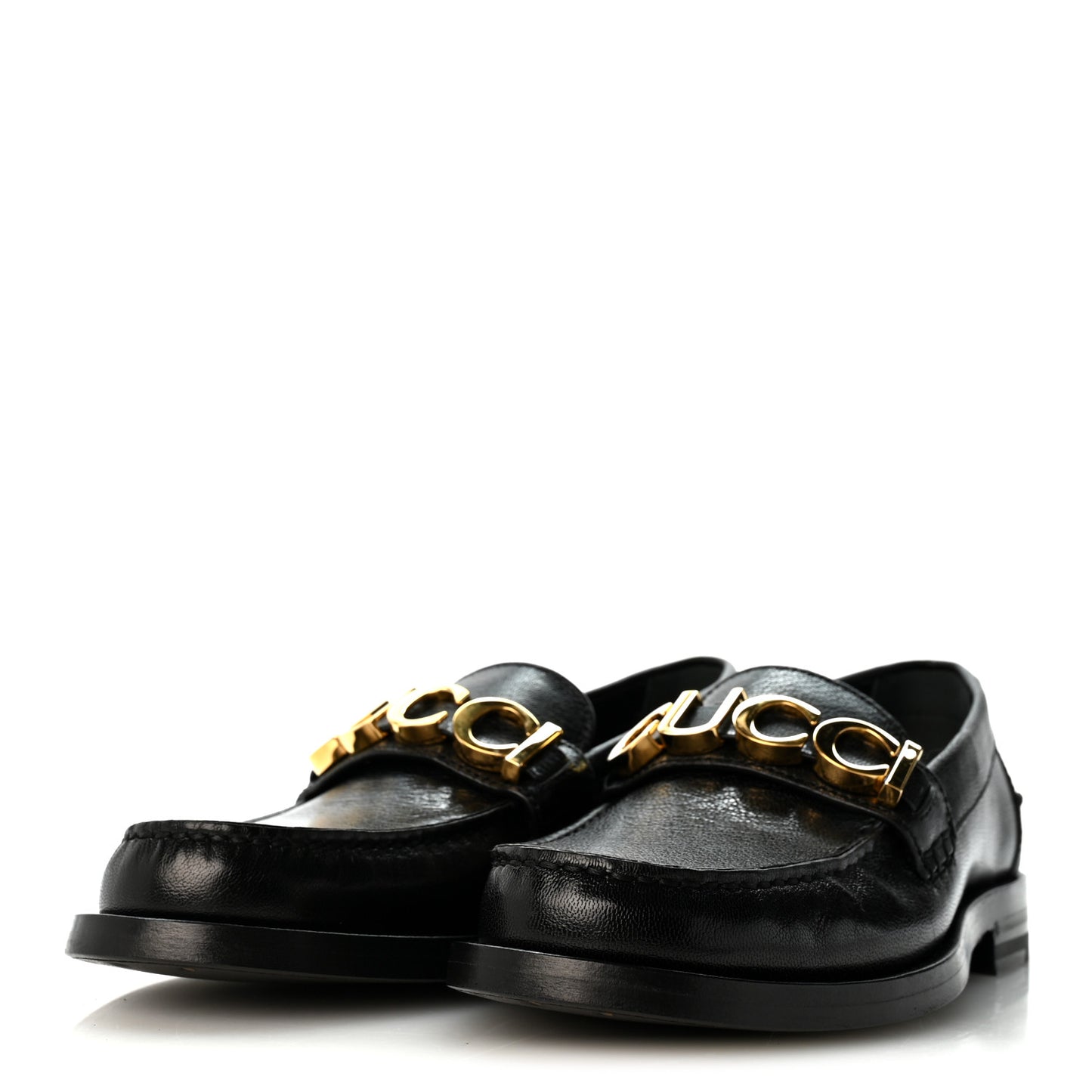 Goatskin Womens Logo 15mm Loafers 35 Black