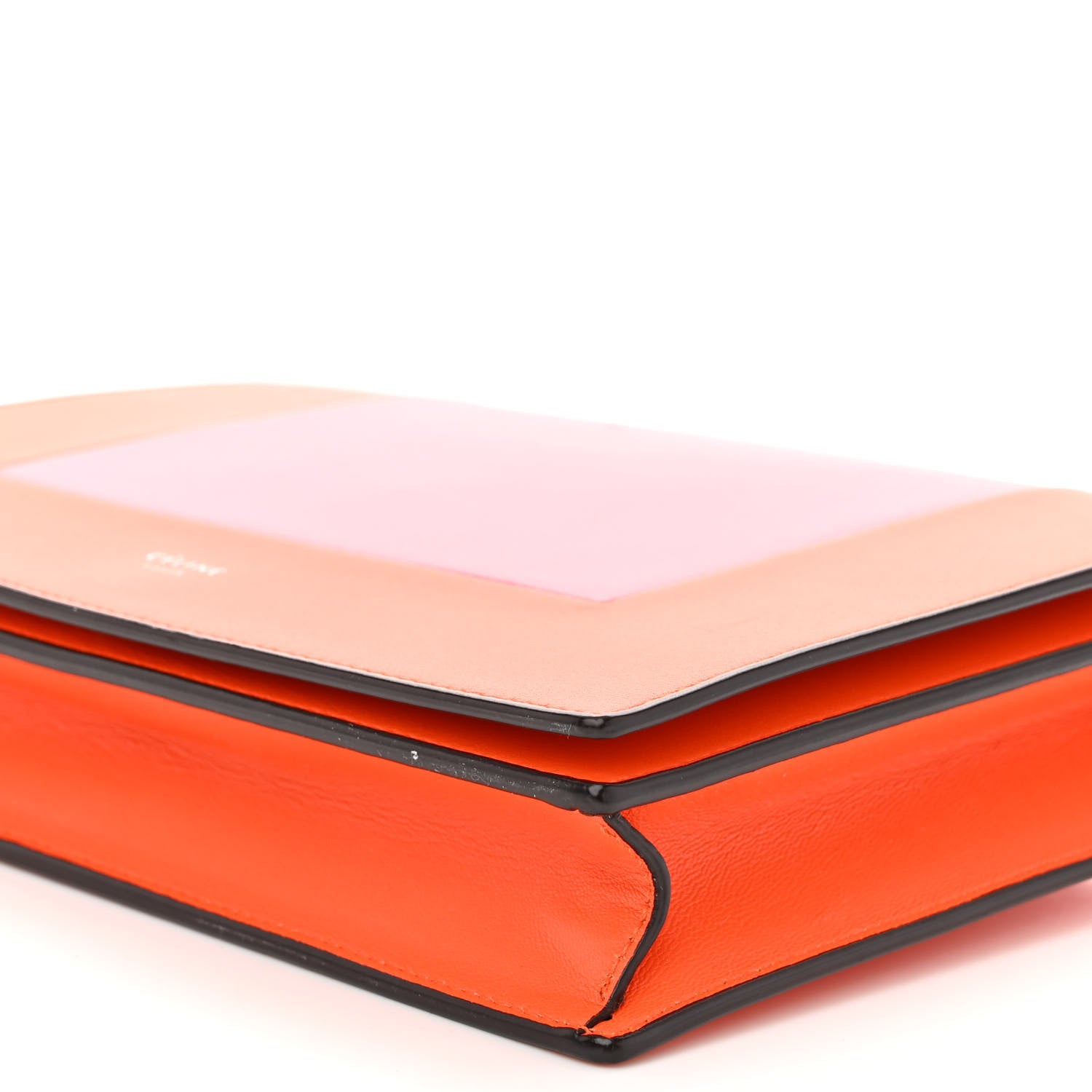 Celine Smooth Lambskin Frame Evening Chain Clutch Steel Orange Flamingo 9 of 9