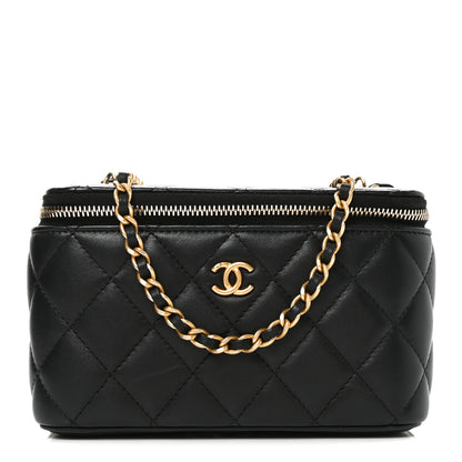 Chanel Lambskin Quilted Pearl Crush Small Vanity Case With Chain Black 1 of 11