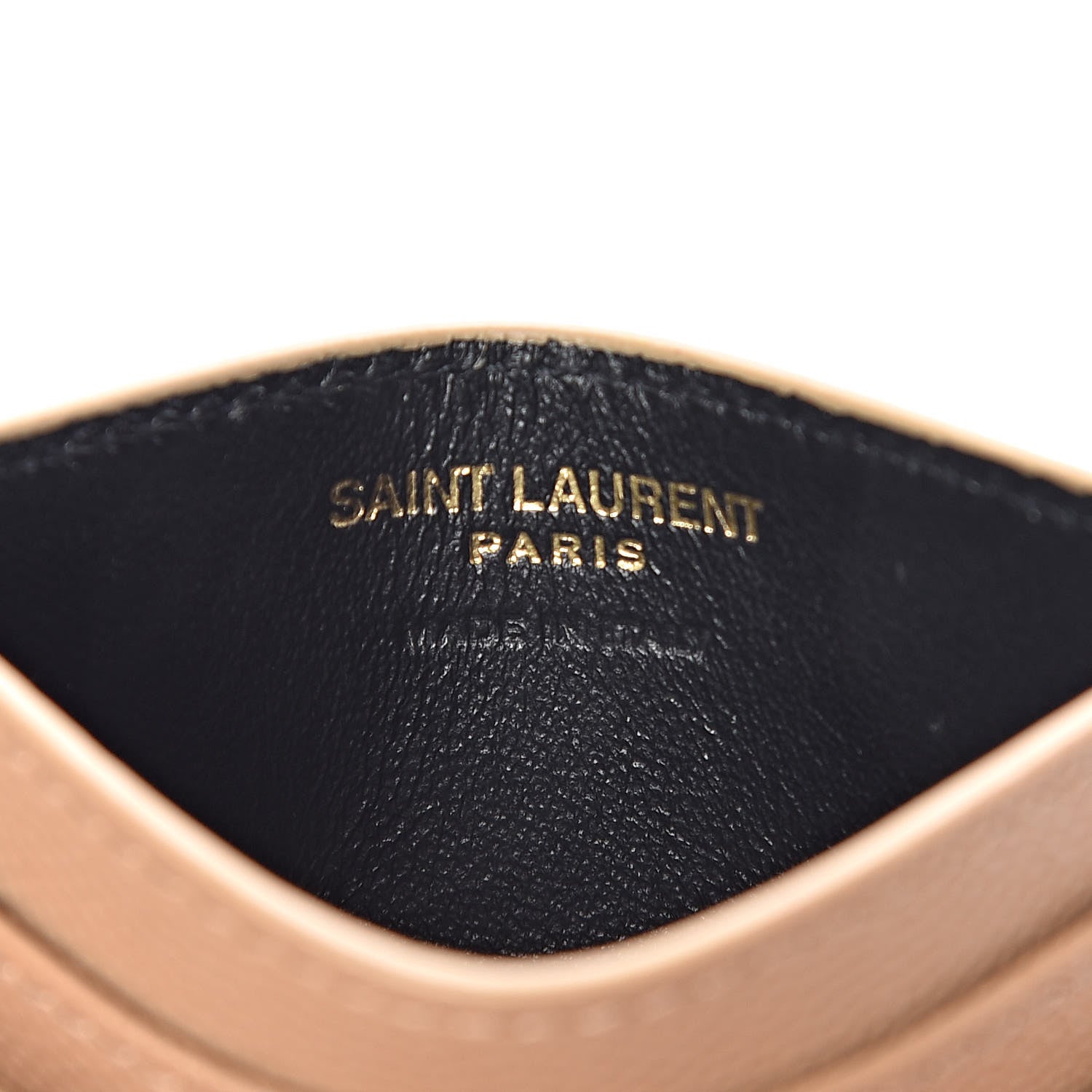 Saint Laurent Grain De Poudre Matelasse Chevron Monogram Credit Card Case Cork 6 of 7