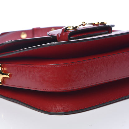 Gucci GG Supreme Monogram Azalea Calfskin Horsebit 1955 Shoulder Bag Beige Ebony New Cherry Red 9 of 10