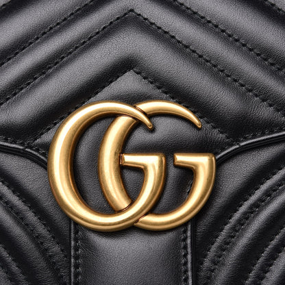 Gucci Calfskin Matelasse Sylvie Web Small GG Marmont Top Handle Shoulder Bag Black 8 of 13