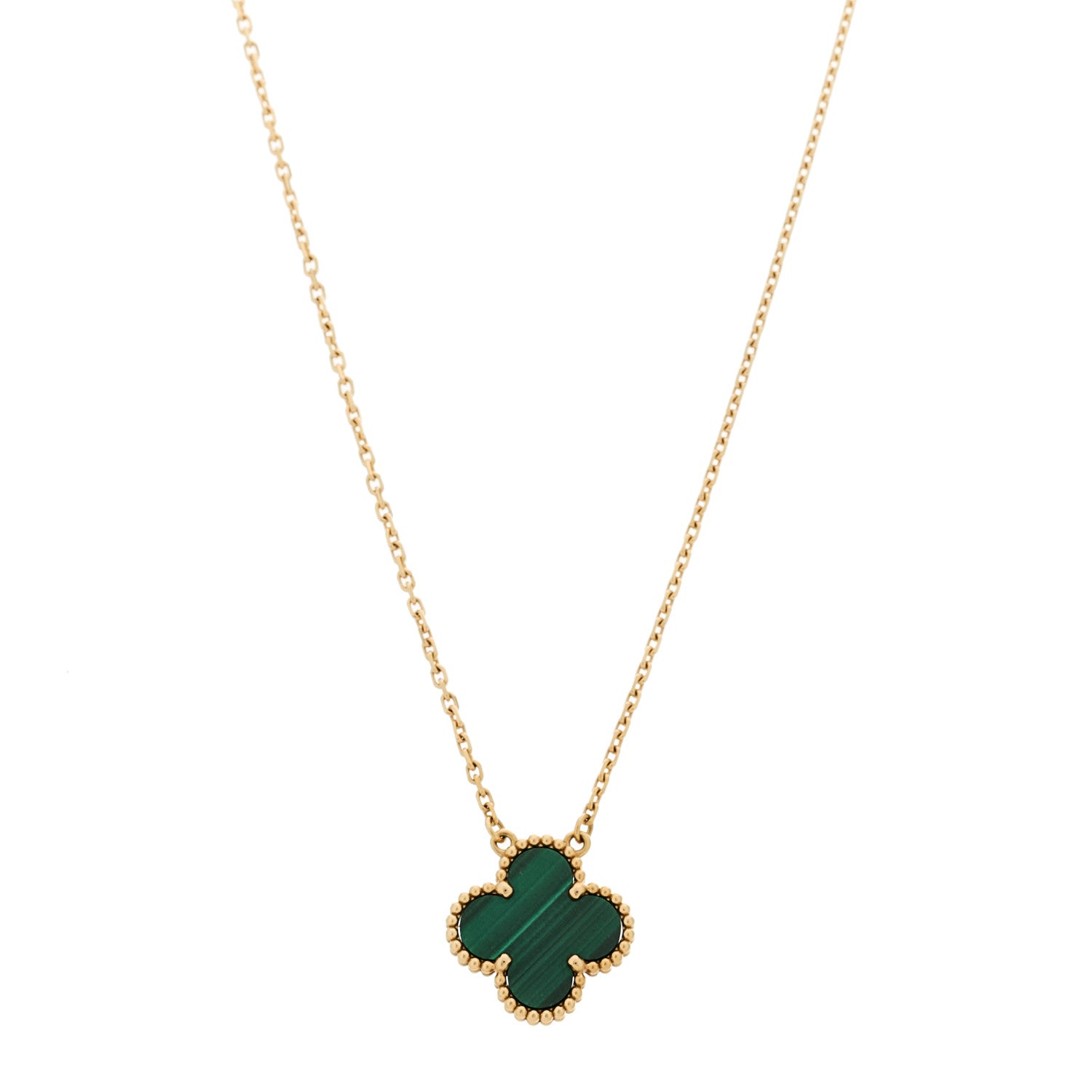 Van Cleef & Arpels 18K Yellow Gold Malachite Vintage Alhambra Pendant Necklace 1 of 6