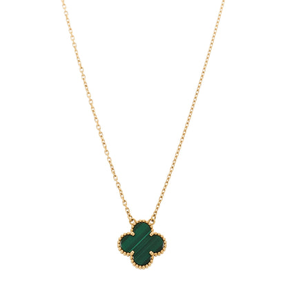 Van Cleef & Arpels 18K Yellow Gold Malachite Vintage Alhambra Pendant Necklace 1 of 6