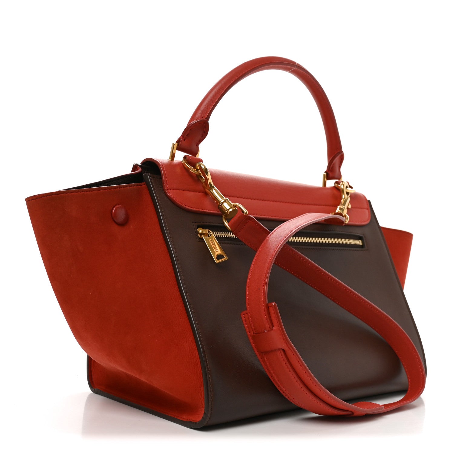 Celine Smooth Calfskin Nubuck Small Tri-Color Trapeze Light Ruby 3 of 9