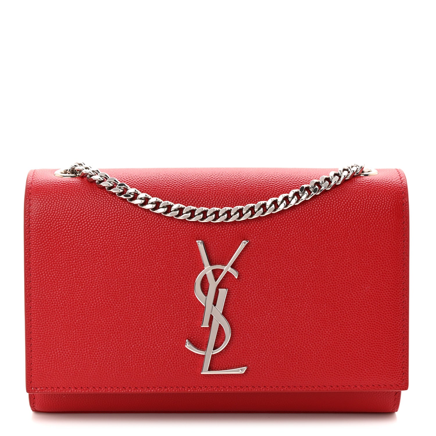Saint Laurent Grain De Poudre Small Monogram Kate Satchel Red 1 of 10