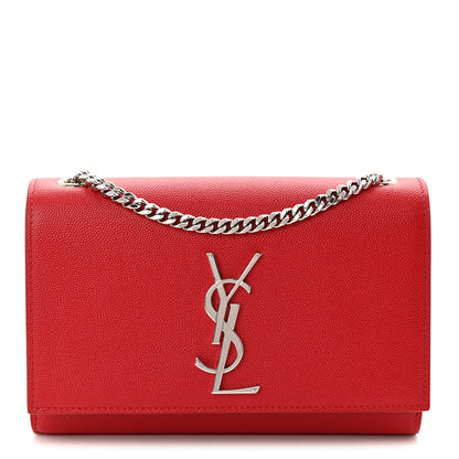 Saint Laurent Grain De Poudre Small Monogram Kate Satchel Red 1 of 10