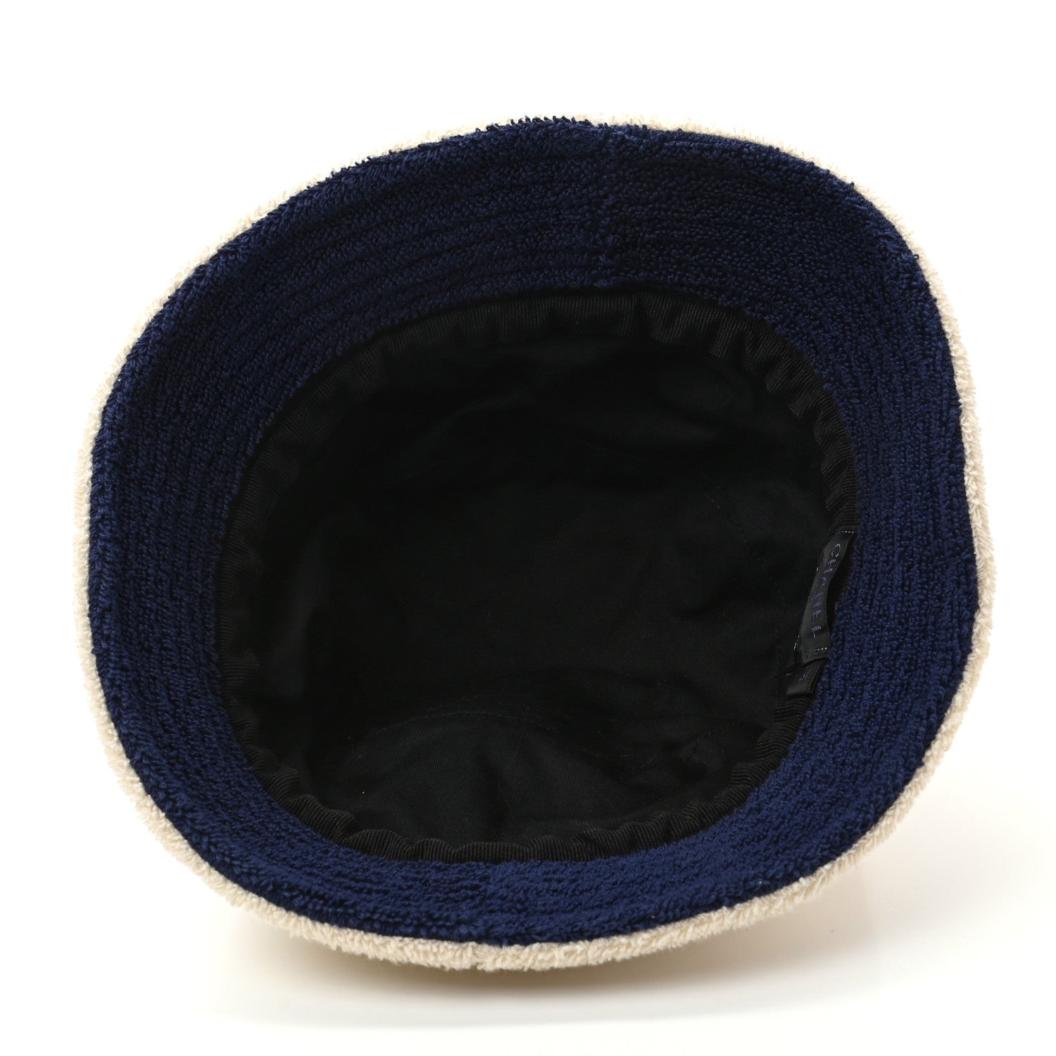 Chanel Cotton Terrycloth CC Cloche Bucket Hat M Beige Navy Blue 7 of 8