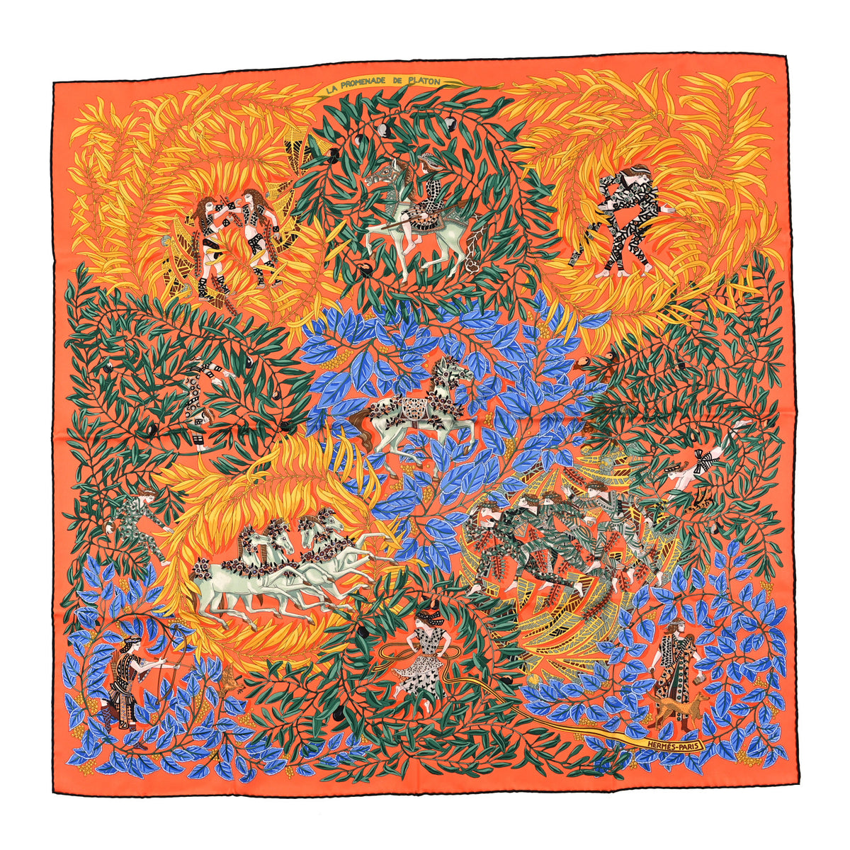 Silk La Promenade de Platon Scarf 90 Orange