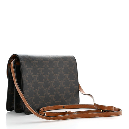 Celine Triomphe Canvas Lambskin Wallet On Strap Tan 3 of 11