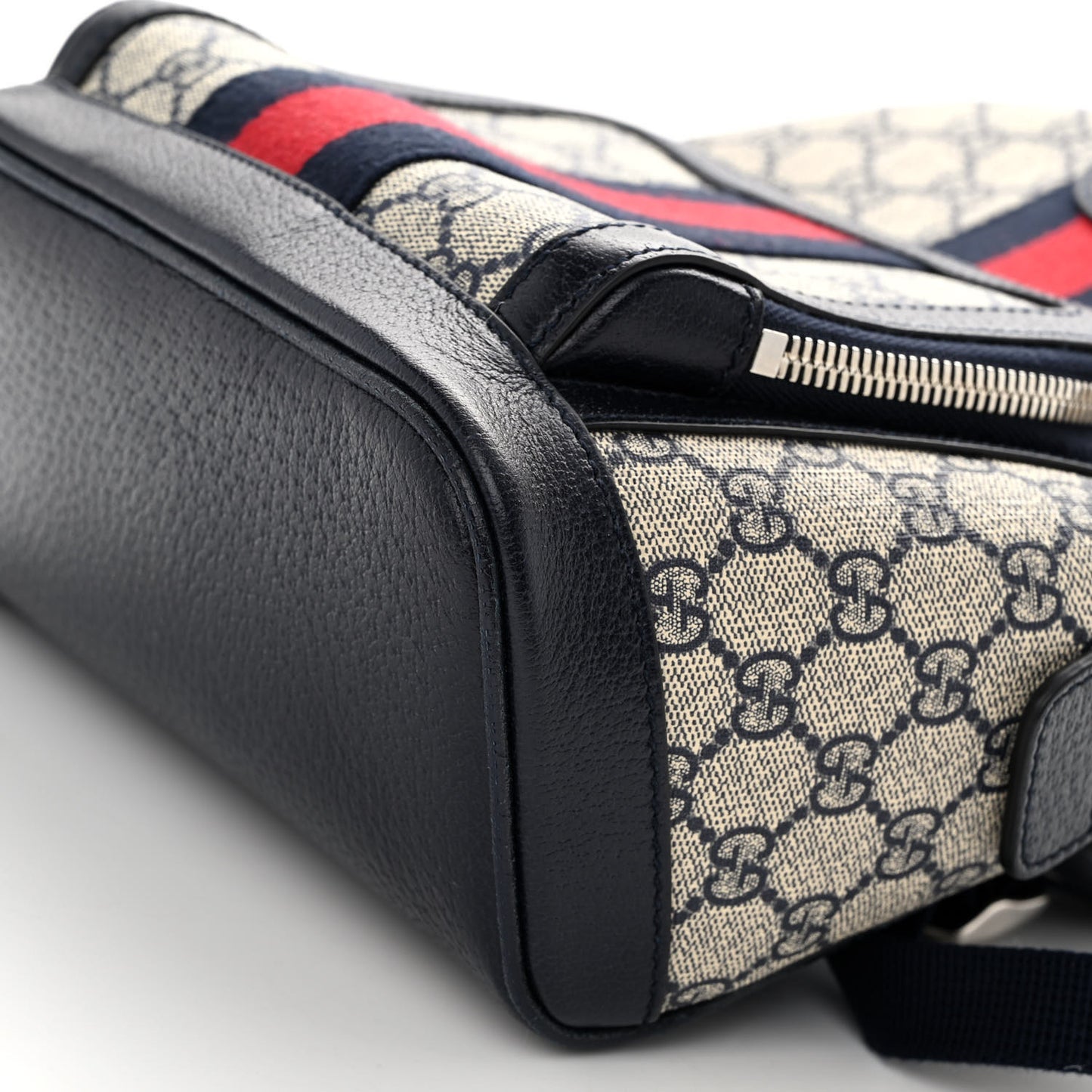 GG Supreme Monogram Textured Dollar Calfskin Web Small Ophidia Day Backpack Beige Blue Black