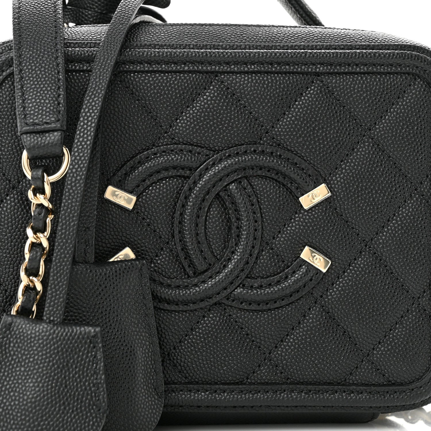 Chanel Caviar Quilted Small CC Filigree Vanity Case Black 8 of 10