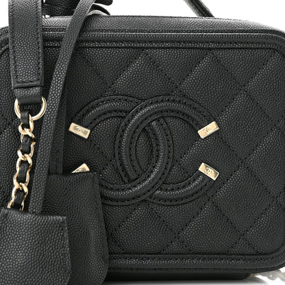 Chanel Caviar Quilted Small CC Filigree Vanity Case Black 8 of 10