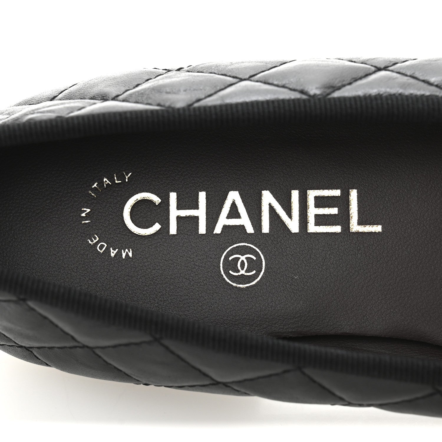 Chanel Aged Calfskin Quilted CC Cap Toe Ballerina Flats 38.5 Black 8 of 9
