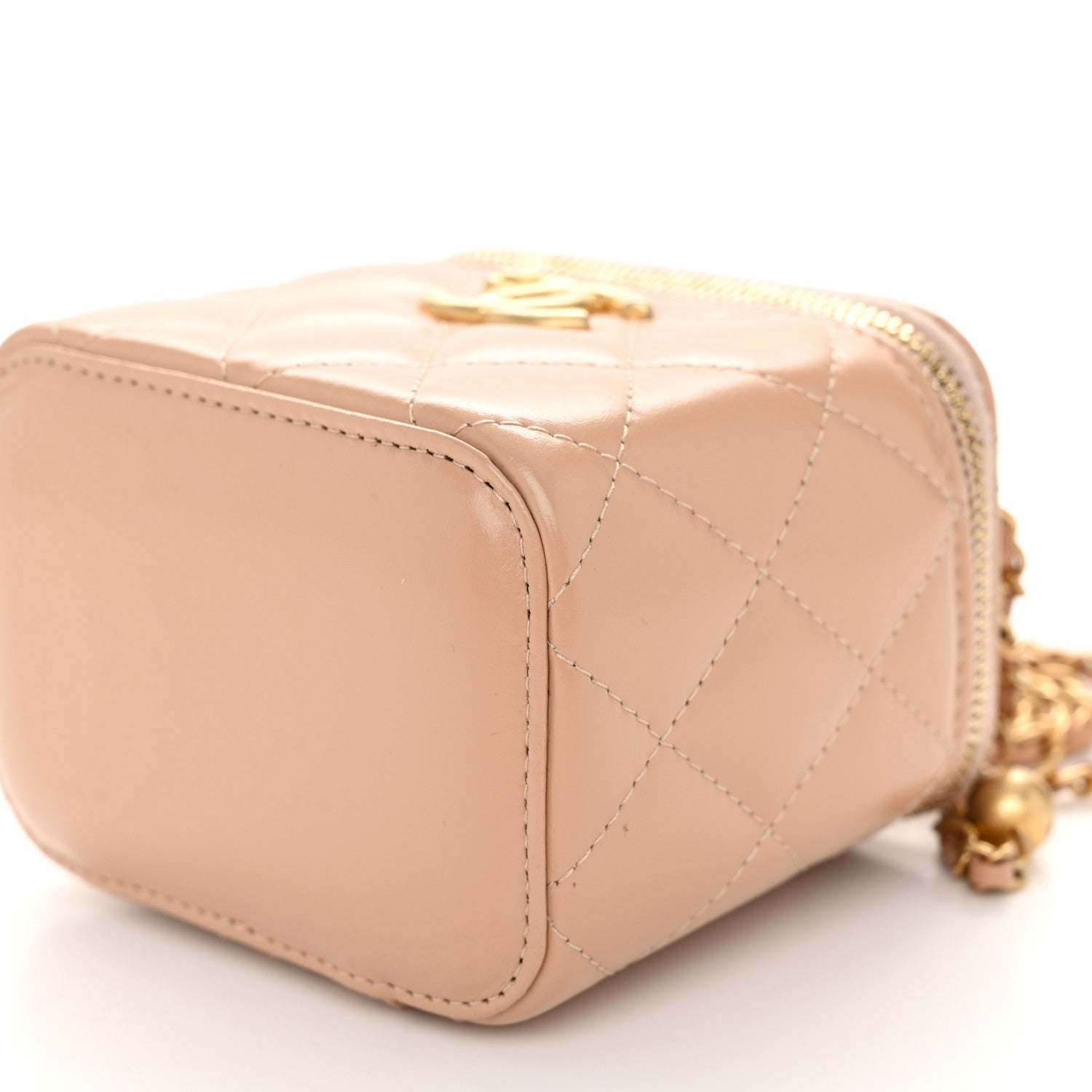 Chanel Calfskin Quilted Mini Perfect Fit Vanity Case With Chain Beige 10 of 11