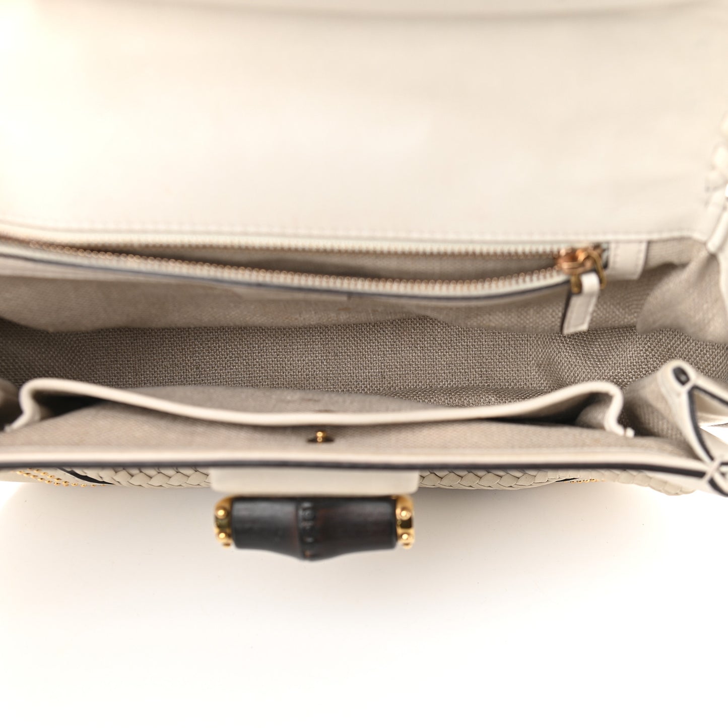 Calfskin Medium New Bamboo Top Handle Bag White