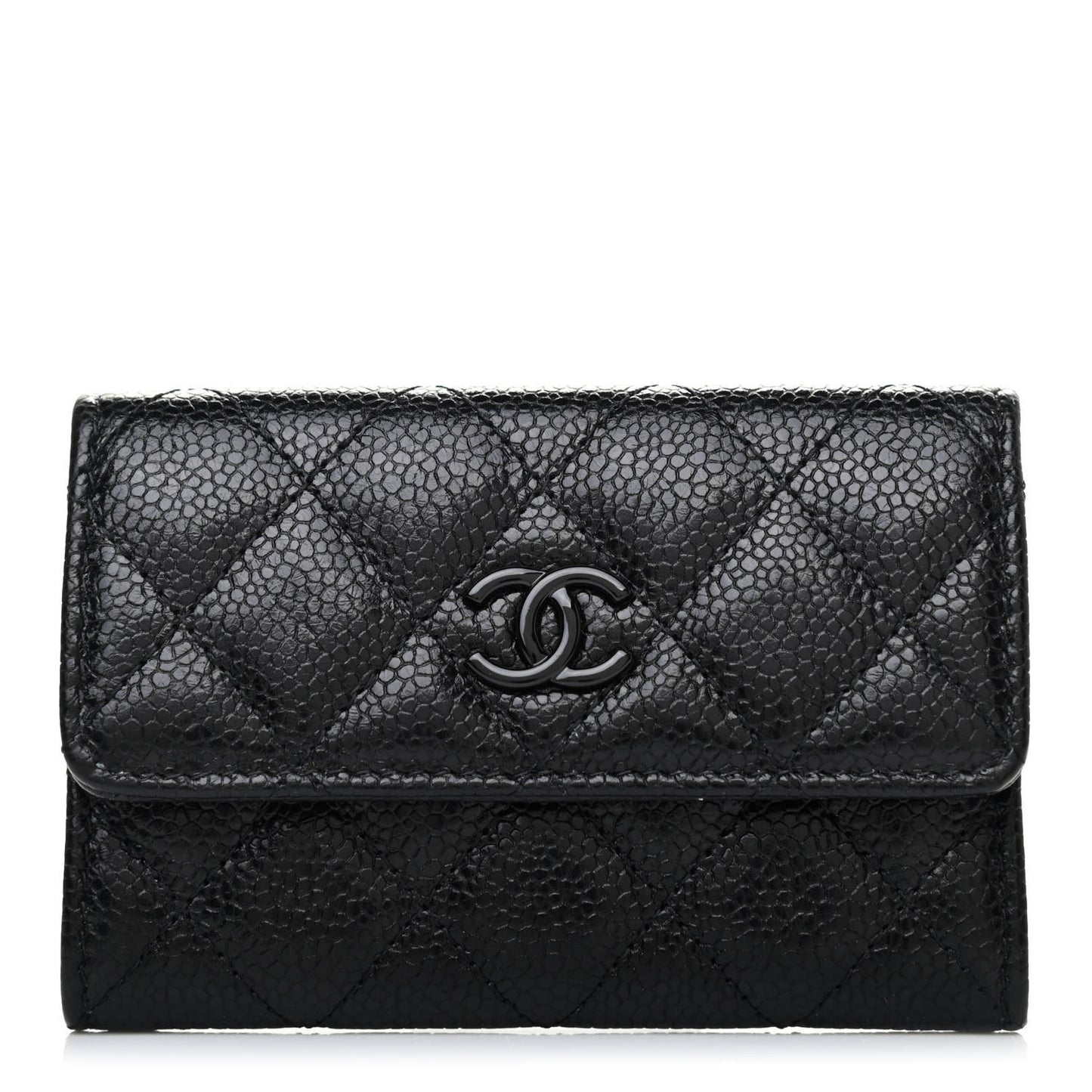 Caviar Quilted Flap Card Holder So Black
