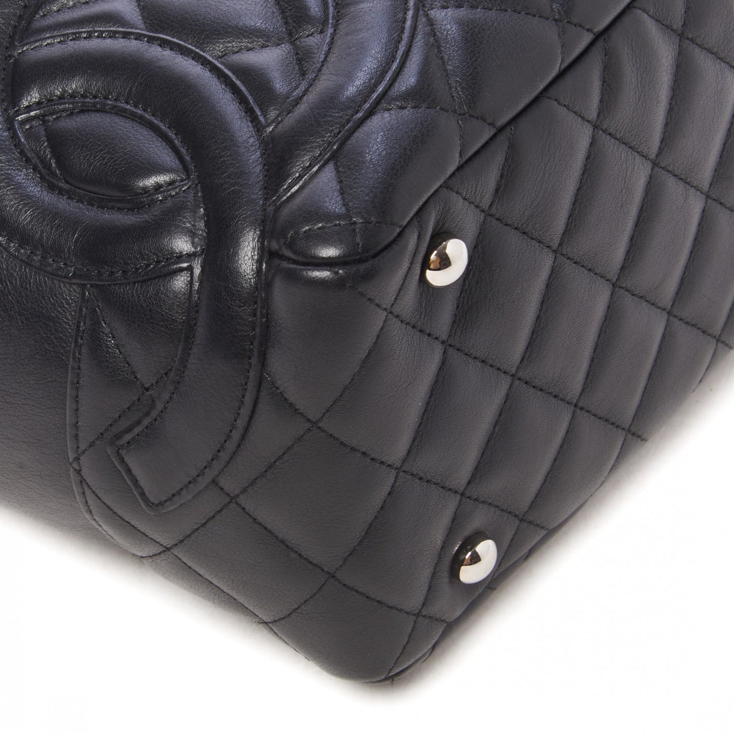 Calfskin Quilted Large Cambon Bowler Black