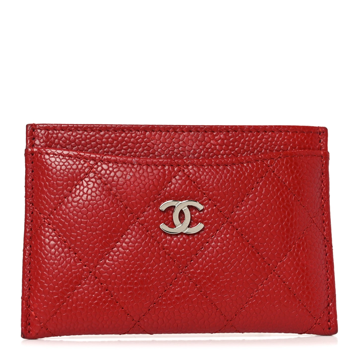 Caviar Quilted Card Holder Red
