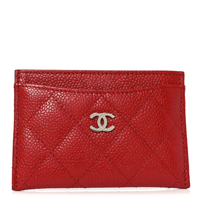 Chanel Caviar Quilted Card Holder Red 1 of 11