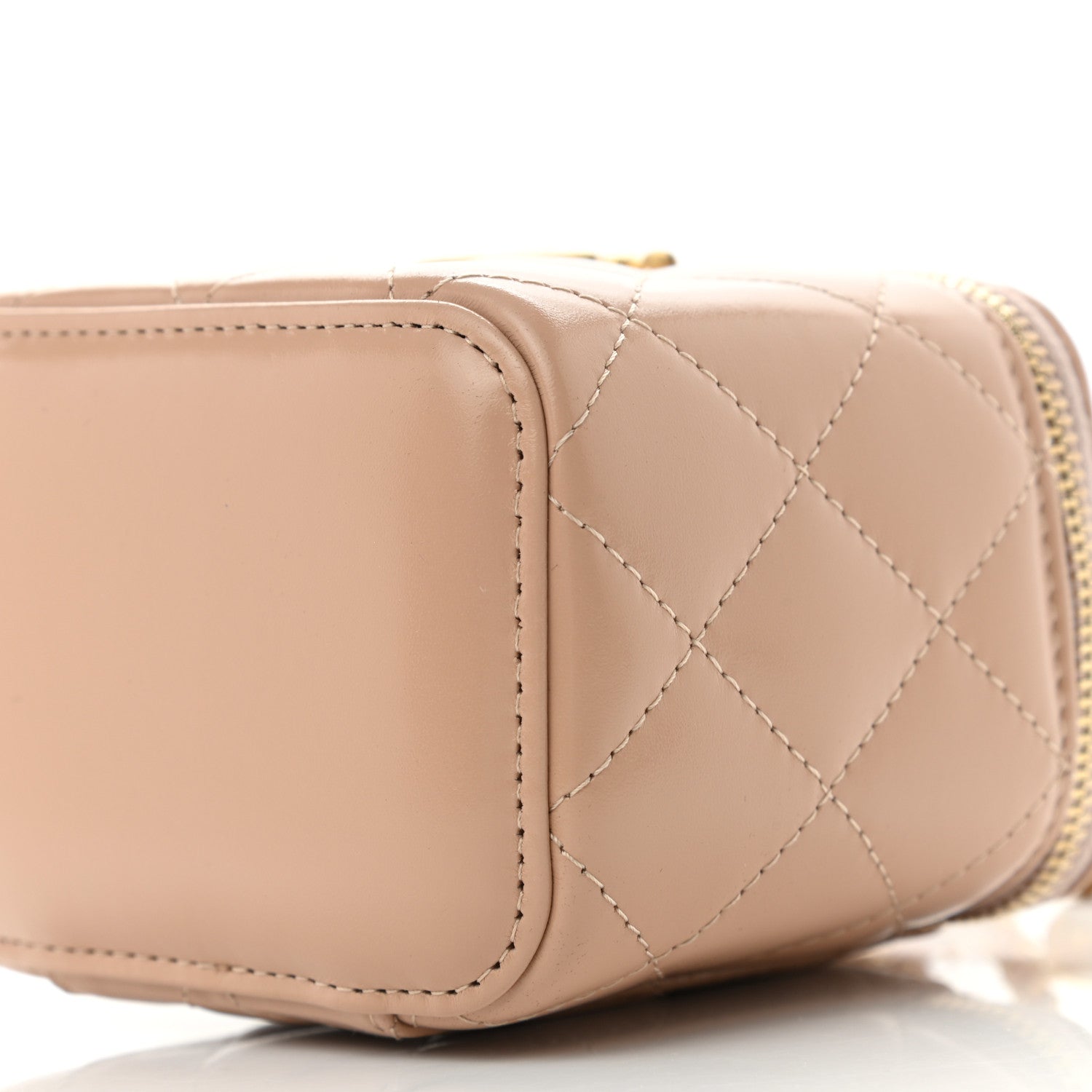 Chanel Calfskin Quilted Mini Perfect Fit Vanity Case With Chain Beige 10 of 10