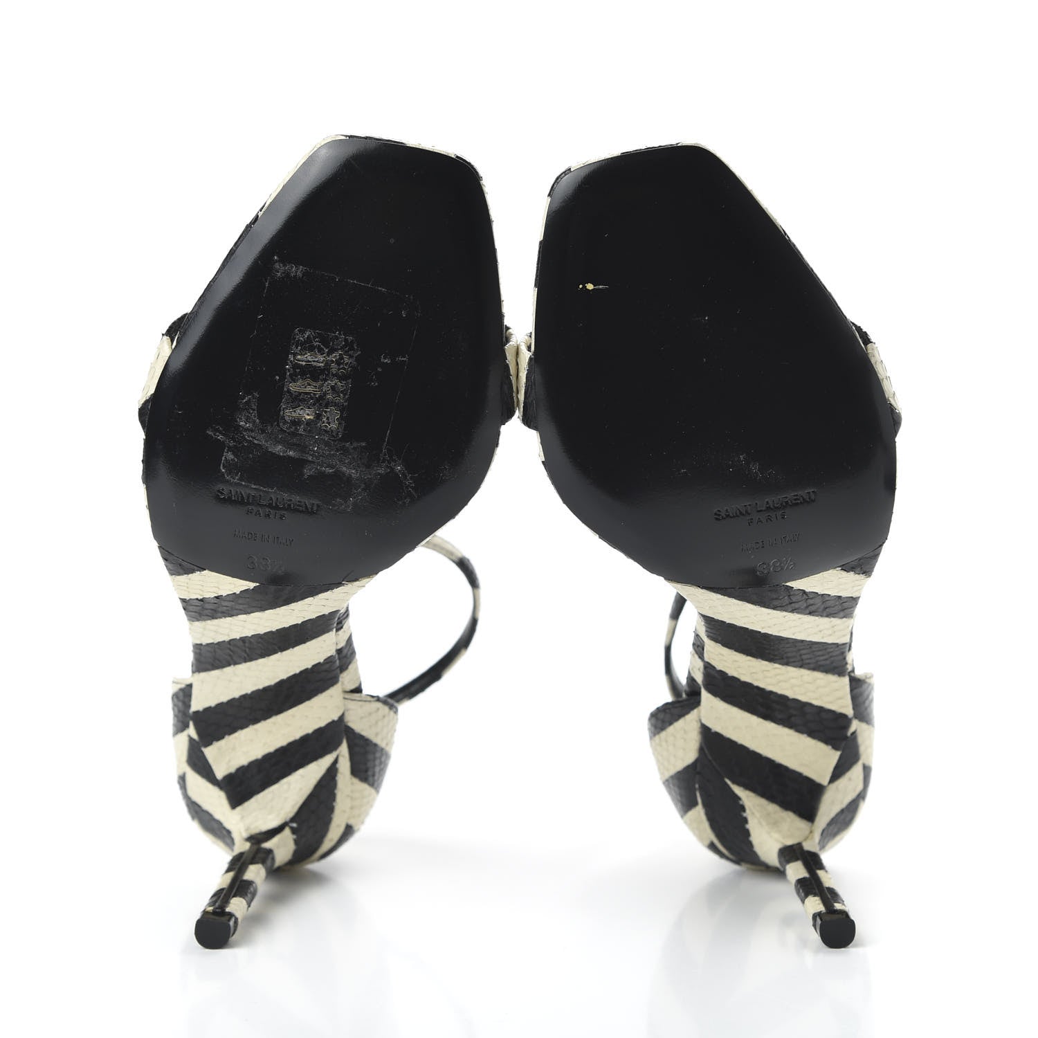 Saint Laurent Snakeskin Striped Amber 85 Heel 38.5 Black Off White 5 of 10