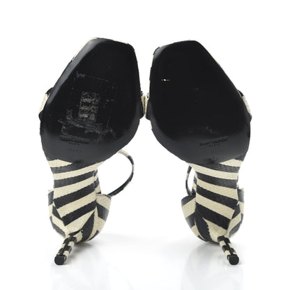 Saint Laurent Snakeskin Striped Amber 85 Heel 38.5 Black Off White 5 of 10