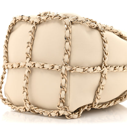 Chanel Lambskin Bucket Chain Drawstring Bag Beige 9 of 10