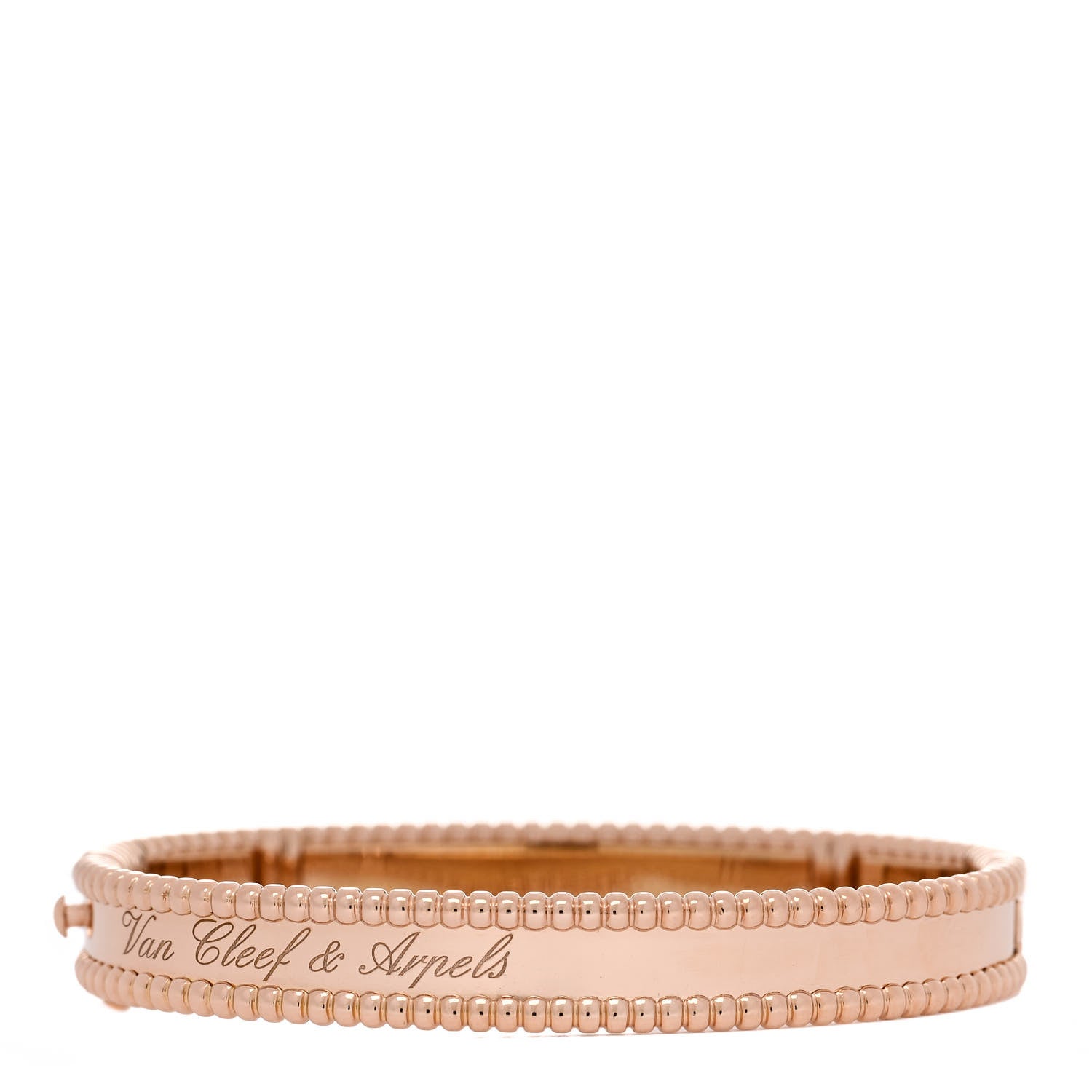 Van Cleef & Arpels 18K Rose Gold Perlee Signature Bangle Bracelet XS 3 of 4