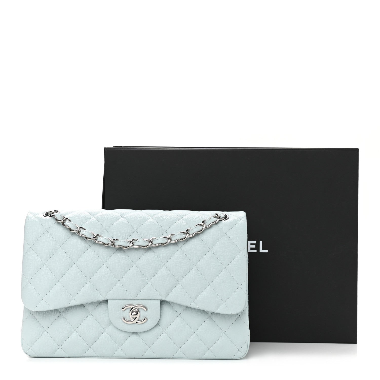 Chanel Caviar Quilted Jumbo Double Flap Light Blue 10 of 10
