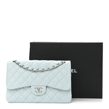 Chanel Caviar Quilted Jumbo Double Flap Light Blue 10 of 10