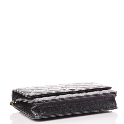 Chanel Iridescent Caviar Quilted Wallet On Chain WOC Black 4 of 11