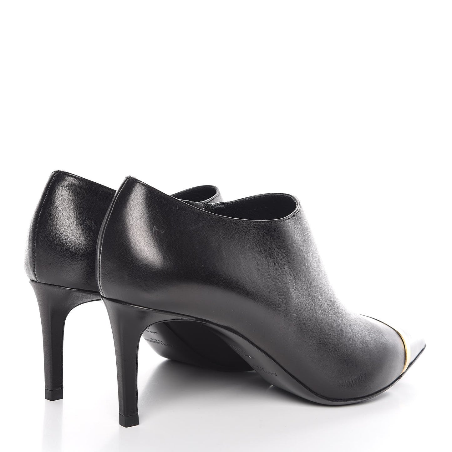 Nappa Cap Toe Ankle Boots 38.5 Black