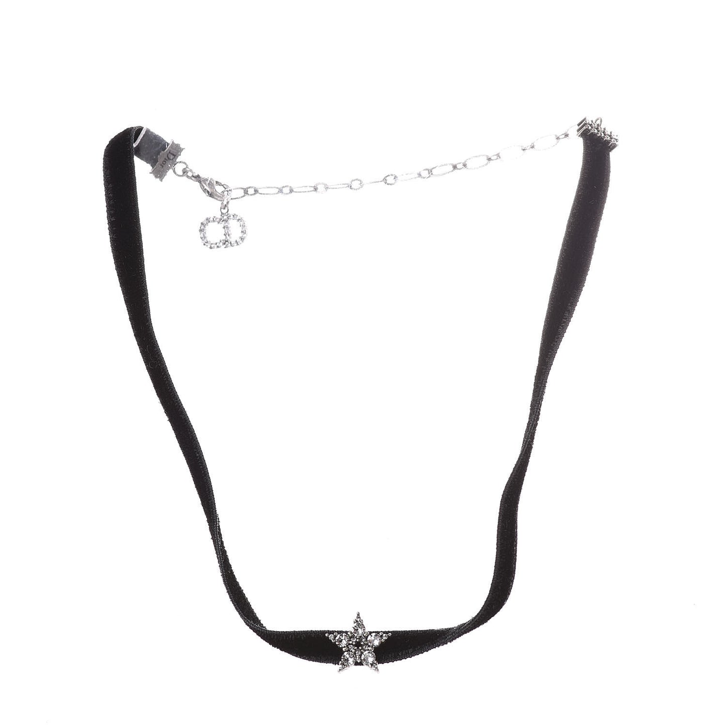 Velvet Crystal Star Choker Necklace Black