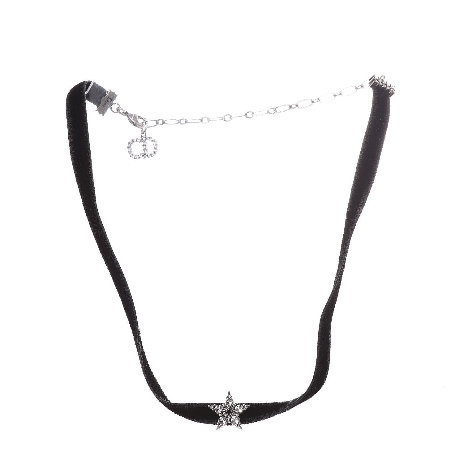 Christian Dior Velvet Crystal Star Choker Necklace Black 3 of 5