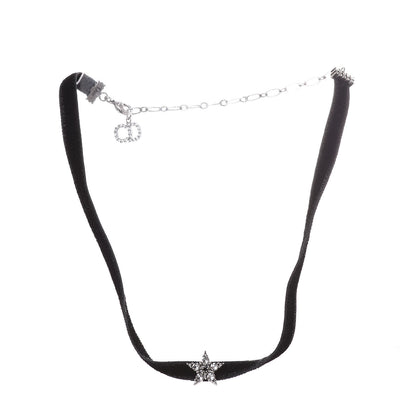Christian Dior Velvet Crystal Star Choker Necklace Black 3 of 5