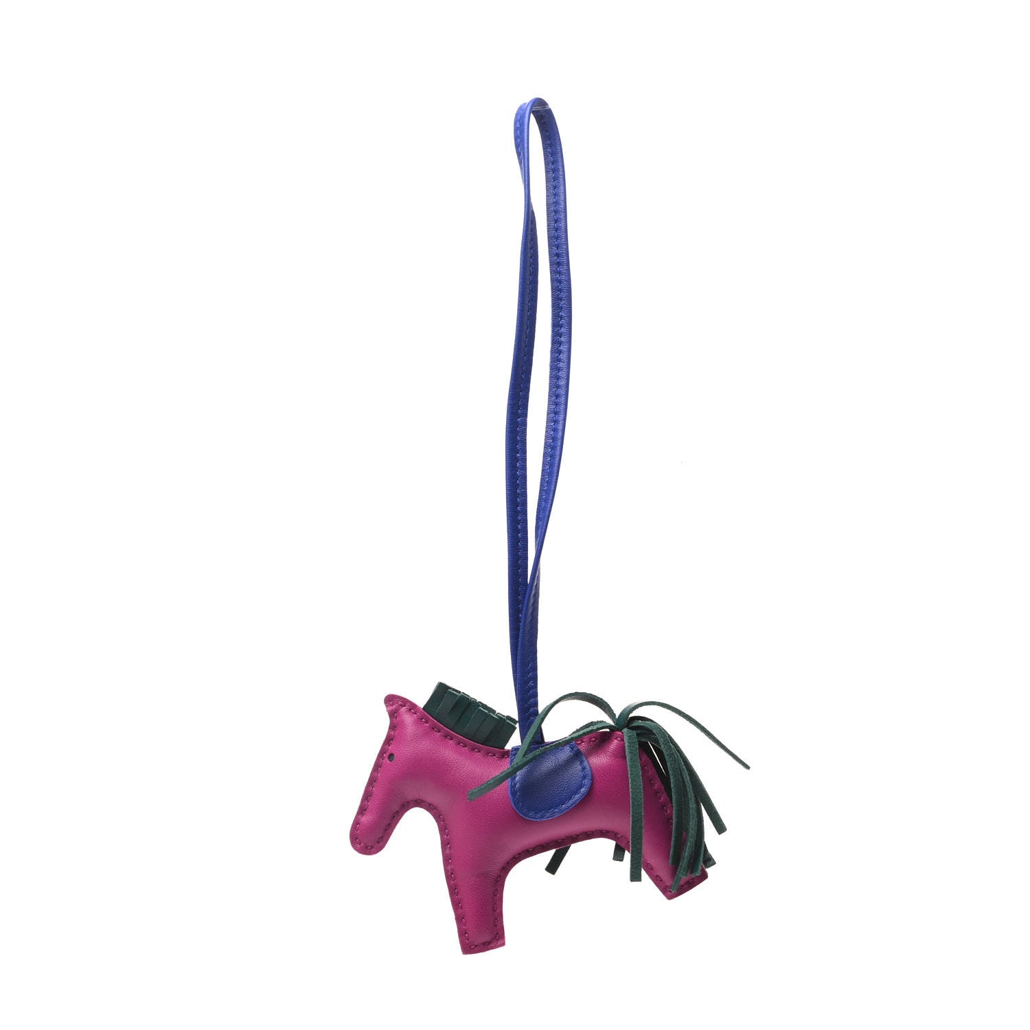 Hermes Milo Lambskin Grigri Rodeo Horse Bag Charm PM Rose Pourpre Bleu Electrique Malachite 3 of 6