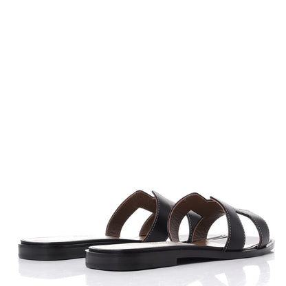 Hermes Box Calfskin Oran Sandals 35.5 Black 4 of 11