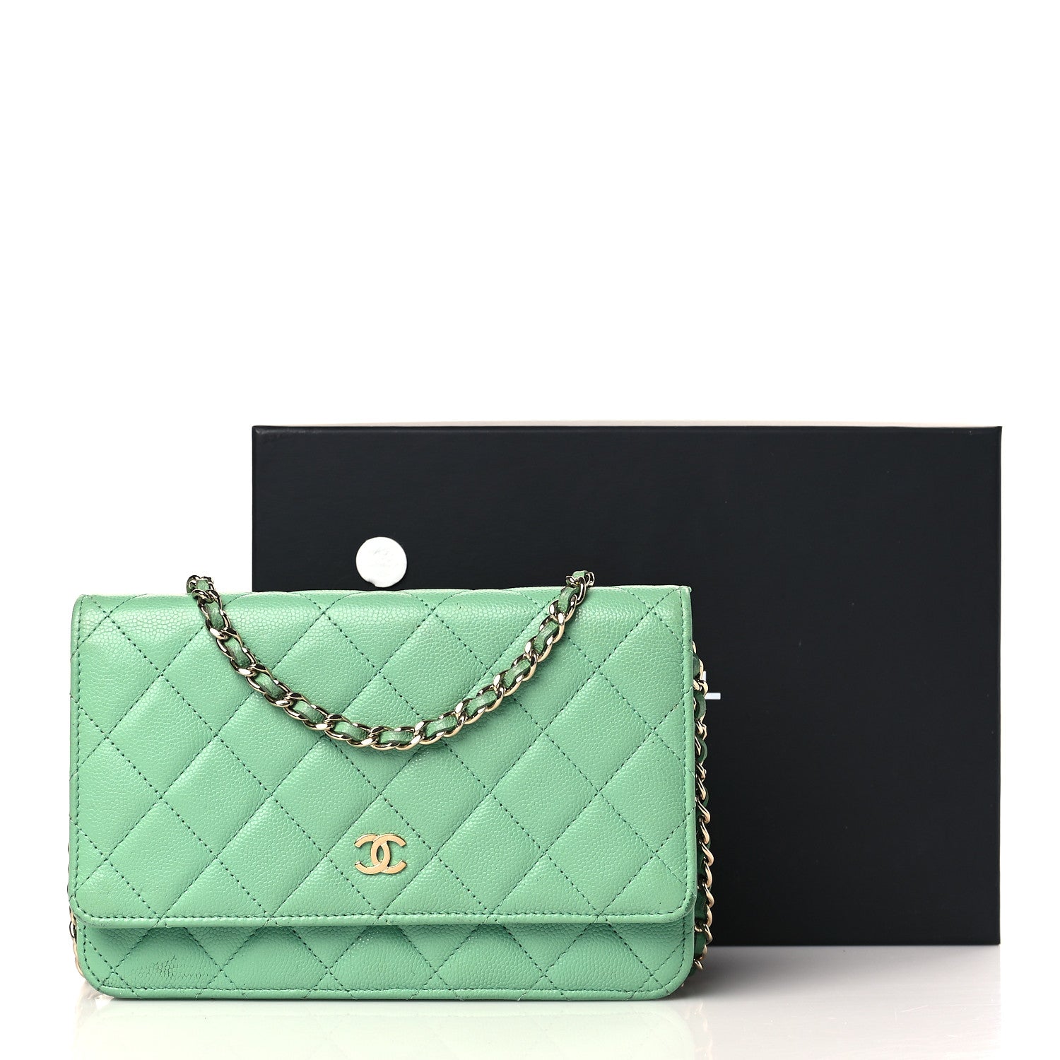 Chanel Caviar Quilted Wallet on Chain WOC Green 13 of 13