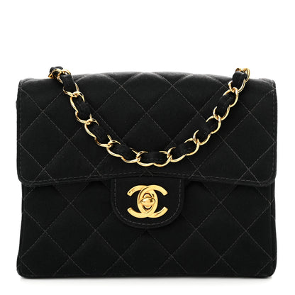 Chanel Satin Quilted Mini Square Flap Black 1 of 16