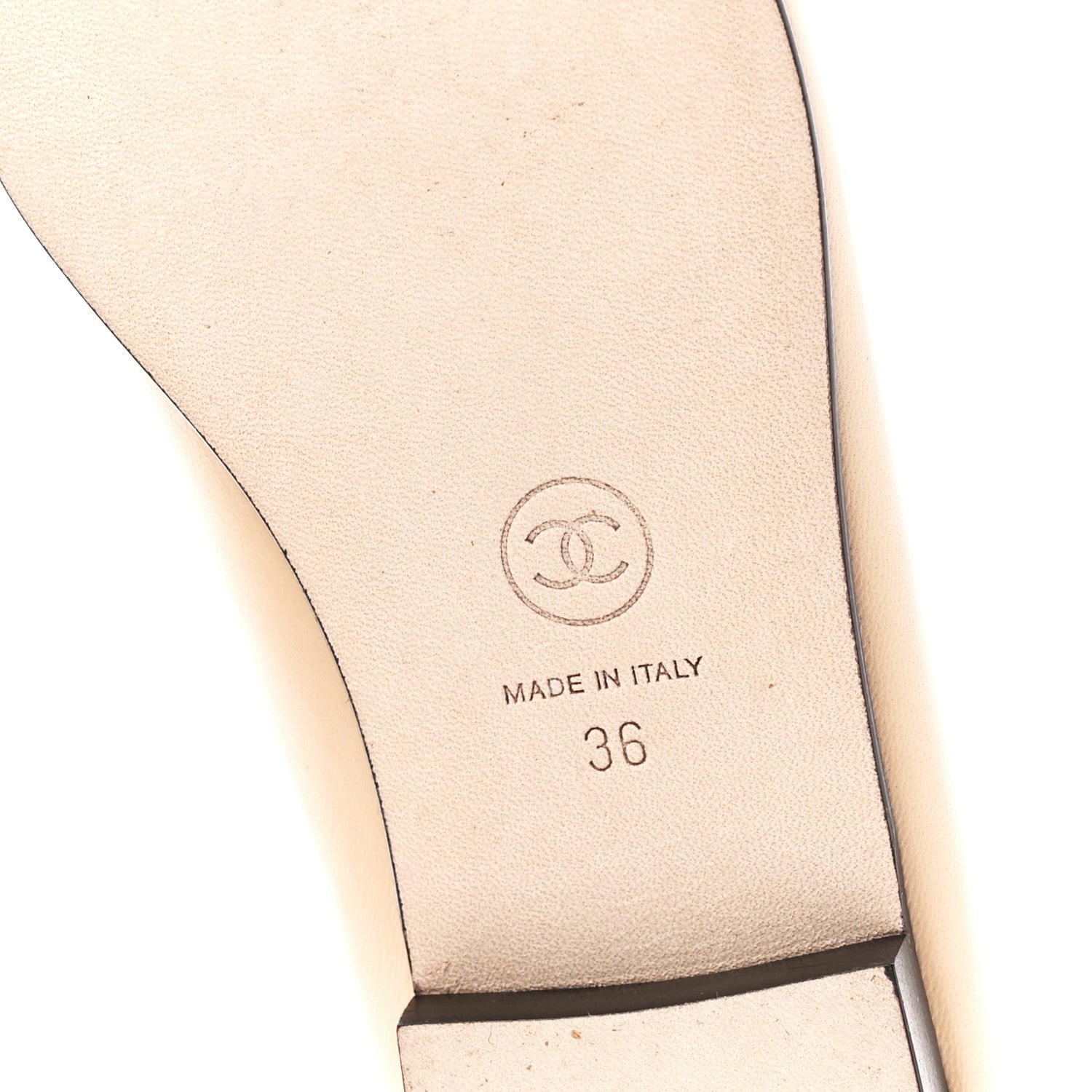 Chanel Lambskin Cap Toe CC Ballerina Flats 36 Beige Black 6 of 11