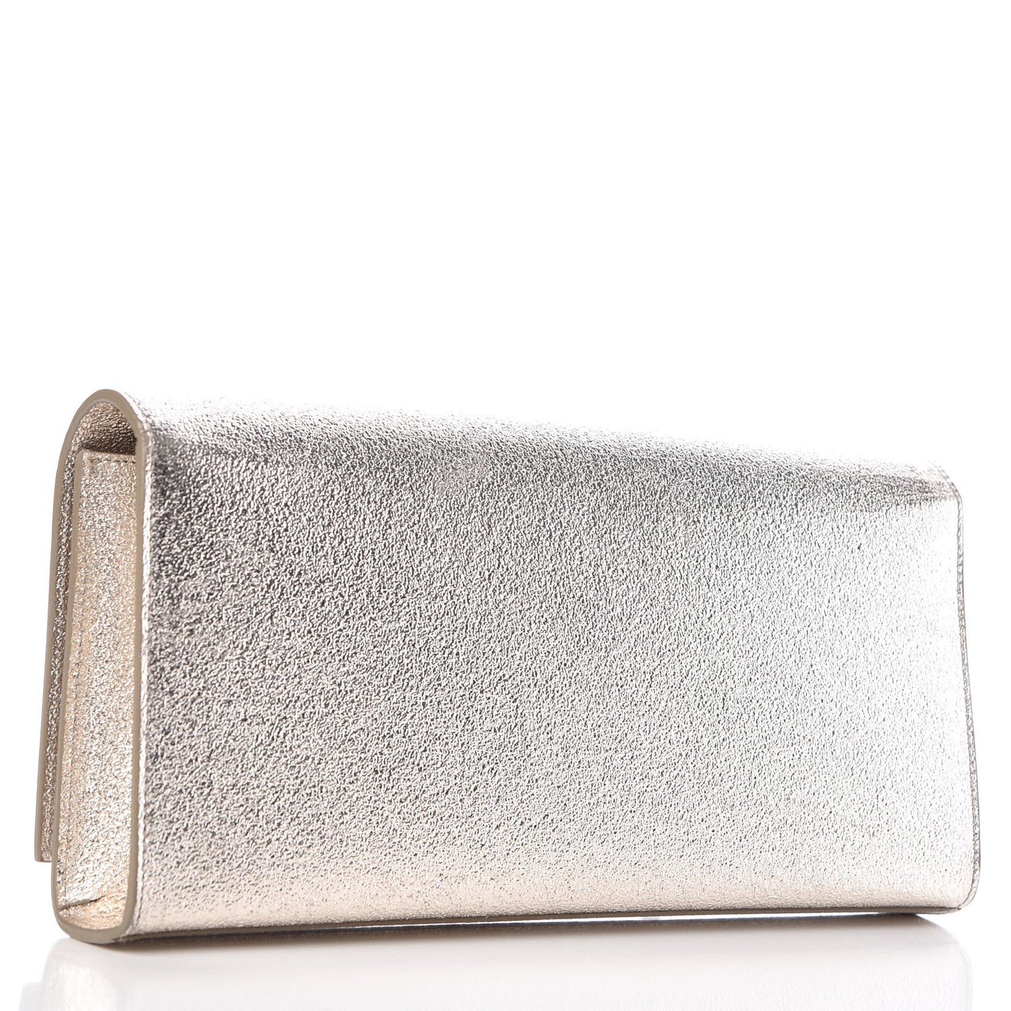 Textured Metallic Calfskin Classic Monogram Cassandre Clutch Silver